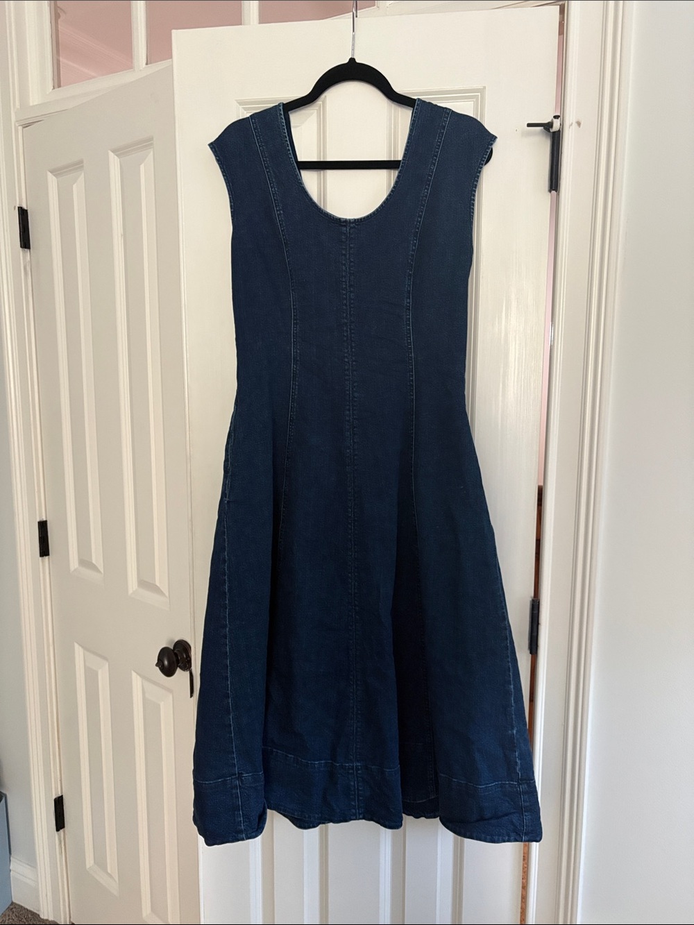 Madeqell Women’s Sleeveless Denim Fit-and-Flare Dress - medium wash